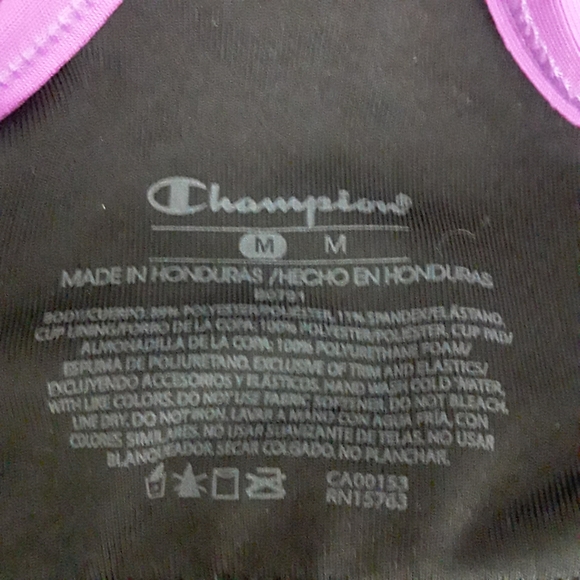 Champion Sports Bra Womens Medium Activewear Athletic Workout Running Black Pink - Picture 4 of 6
